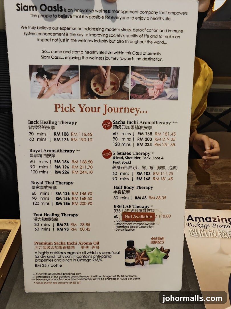 Siam Oasis Pick Your Journey...