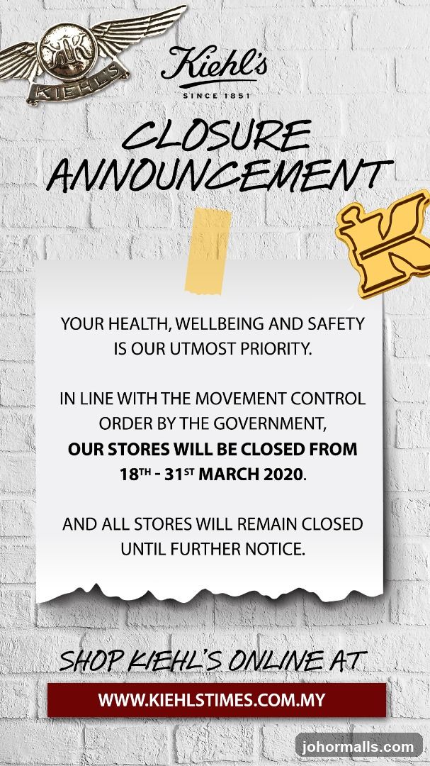Kiehl's Closure Announcement