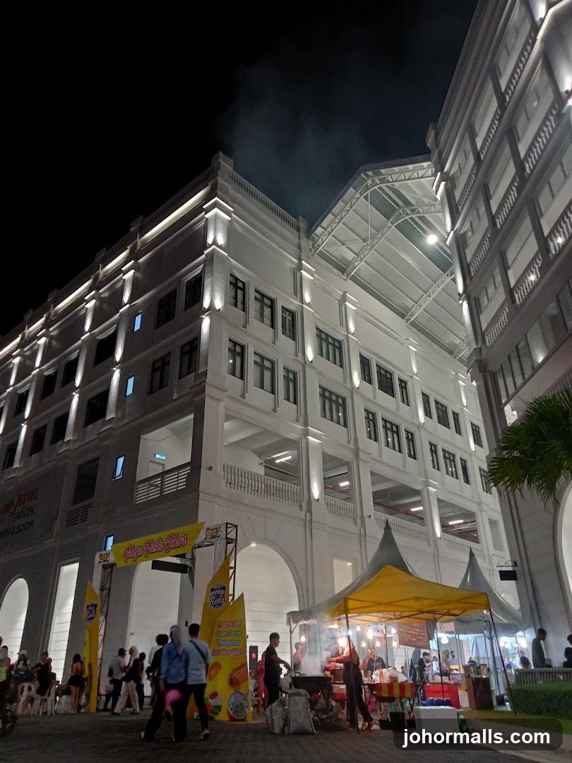 Night Market in Front of a Modern Building