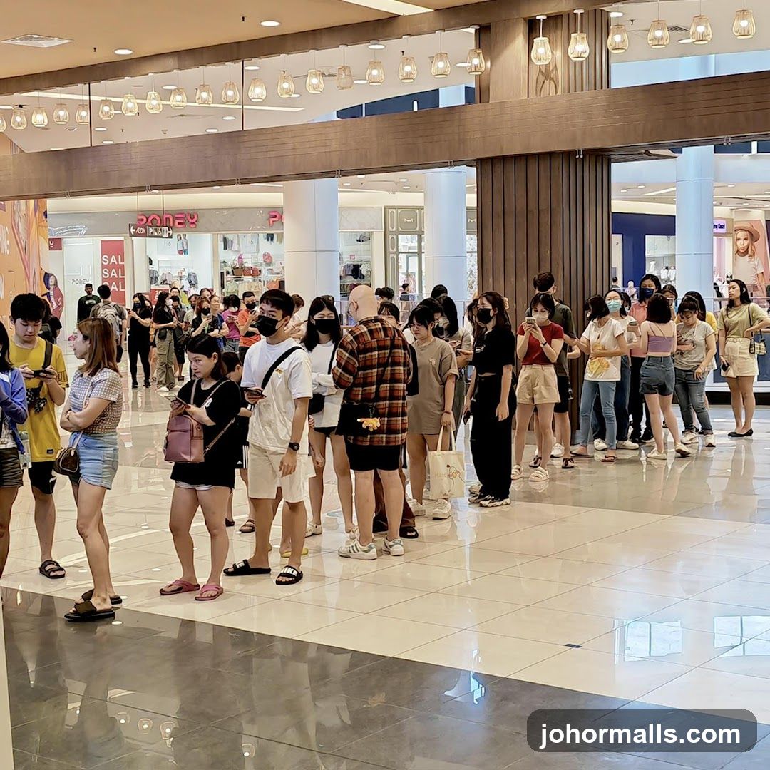 People Queuing in a Mall