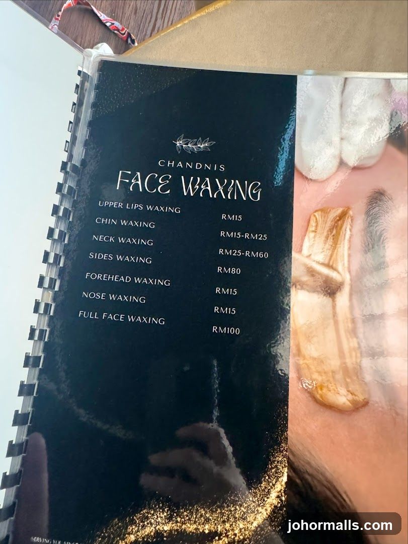 Face Waxing Menu
