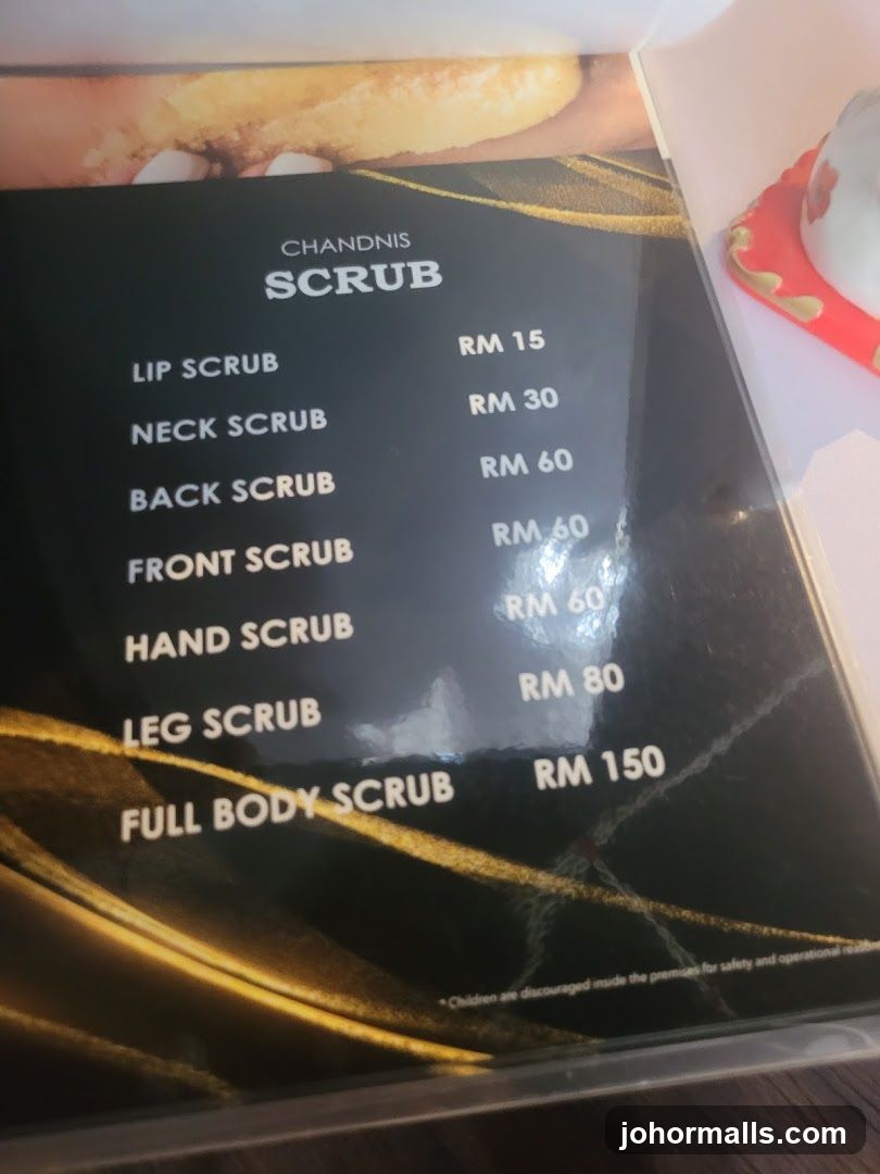 Chandnis Scrub Menu