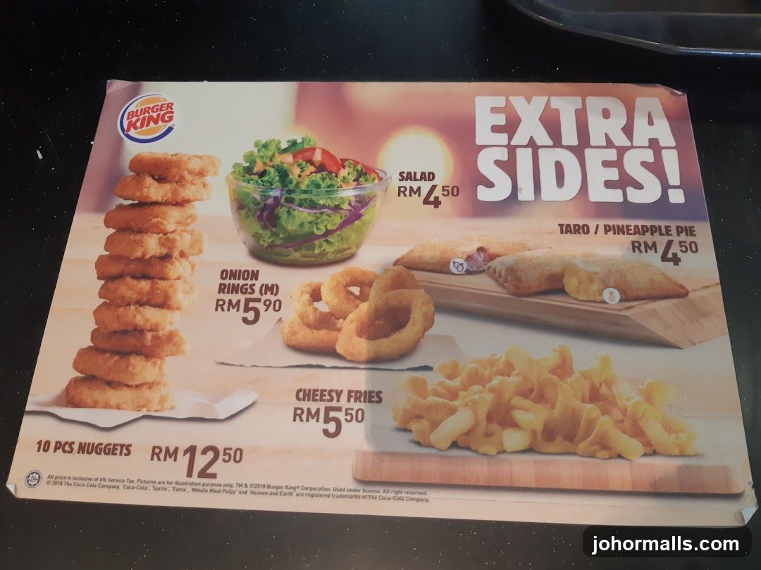Burger King Extra Sides Menu