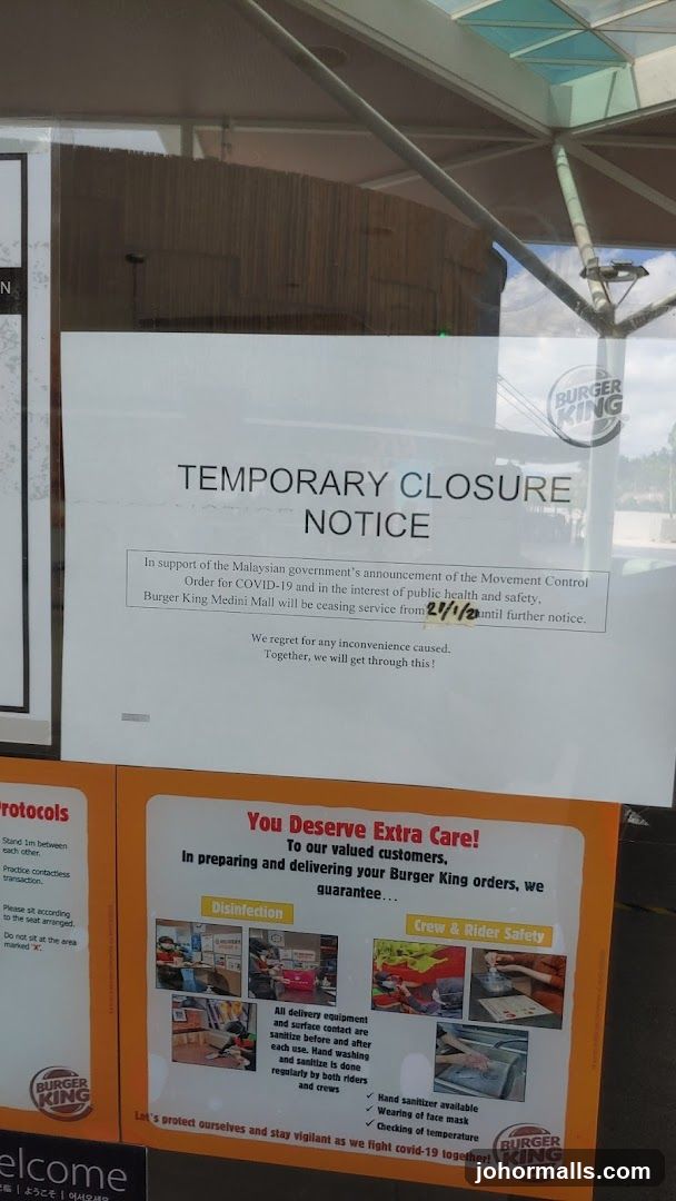Burger King Temporary Closure Notice