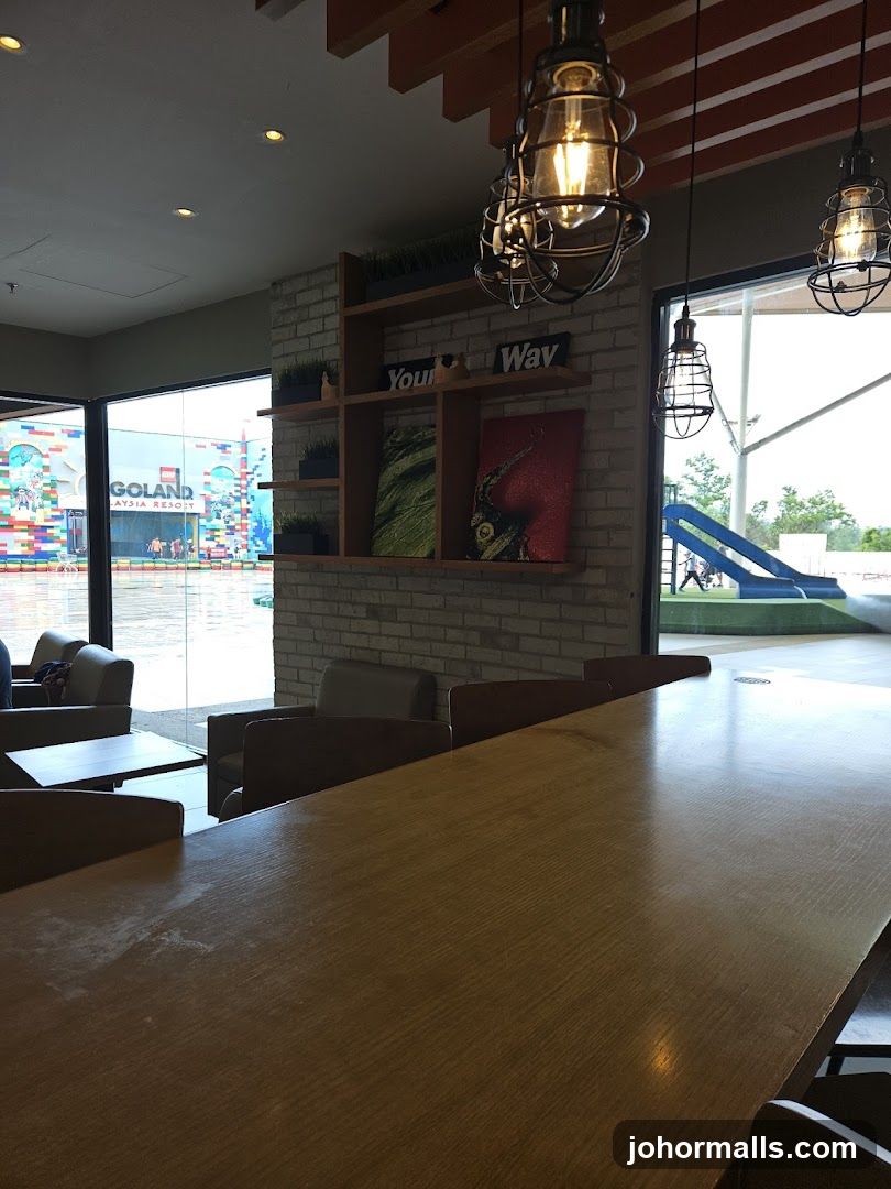 Interior of a cafe with view of Legoland