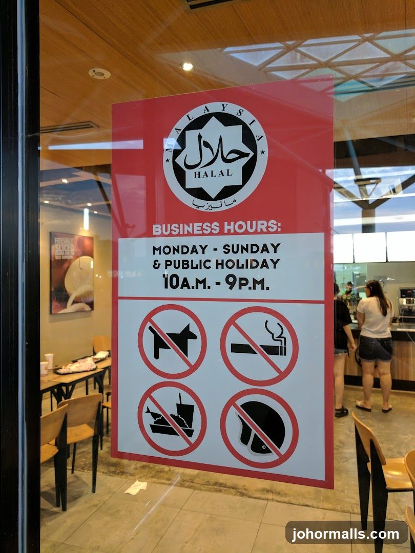 Halal Certification and Business Hours Sign
