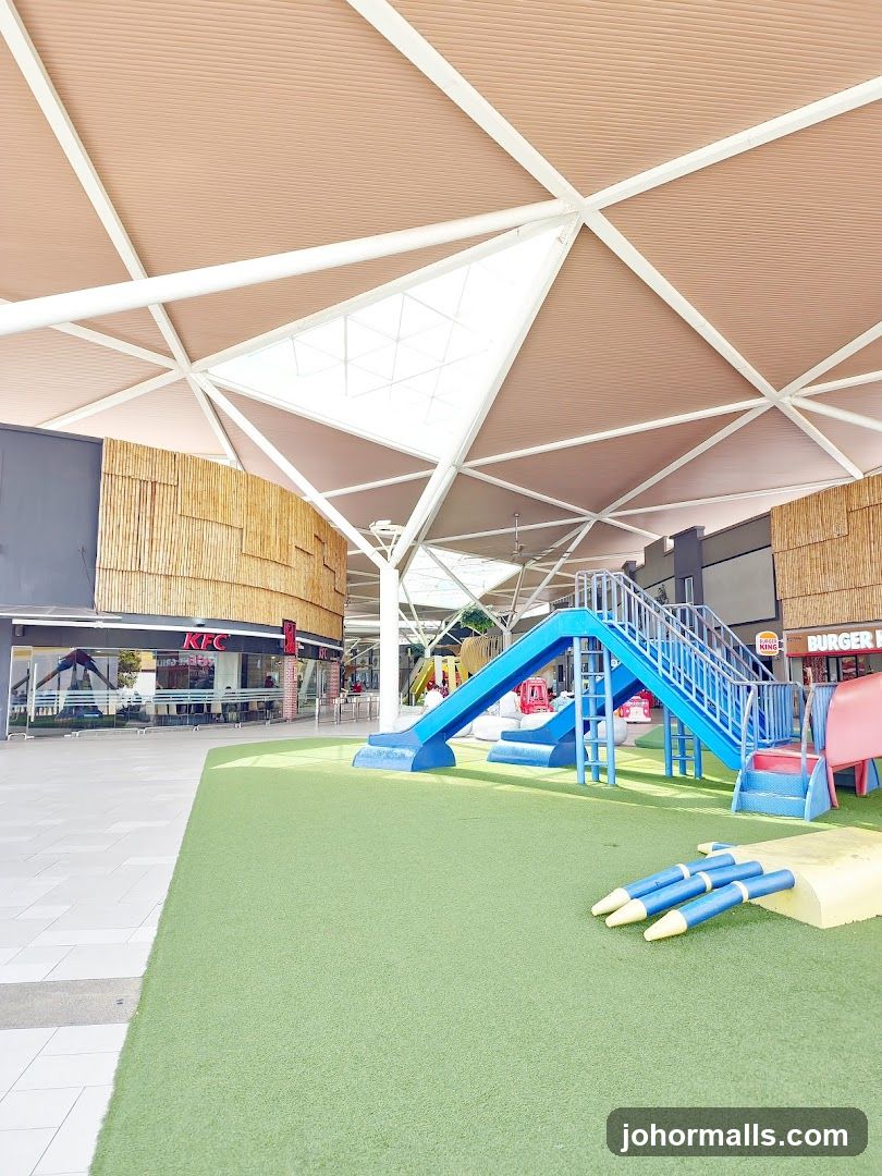 Outdoor playground with fast food restaurants
