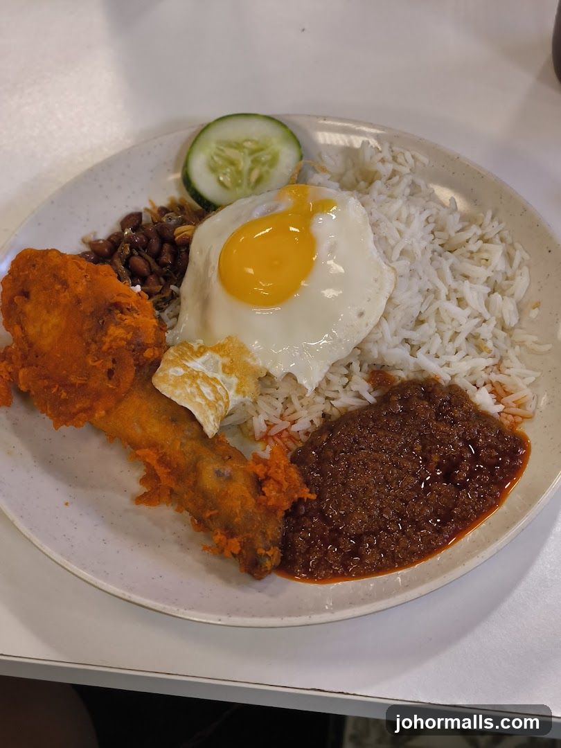 Nasi Lemak with Fried Chicken Wing