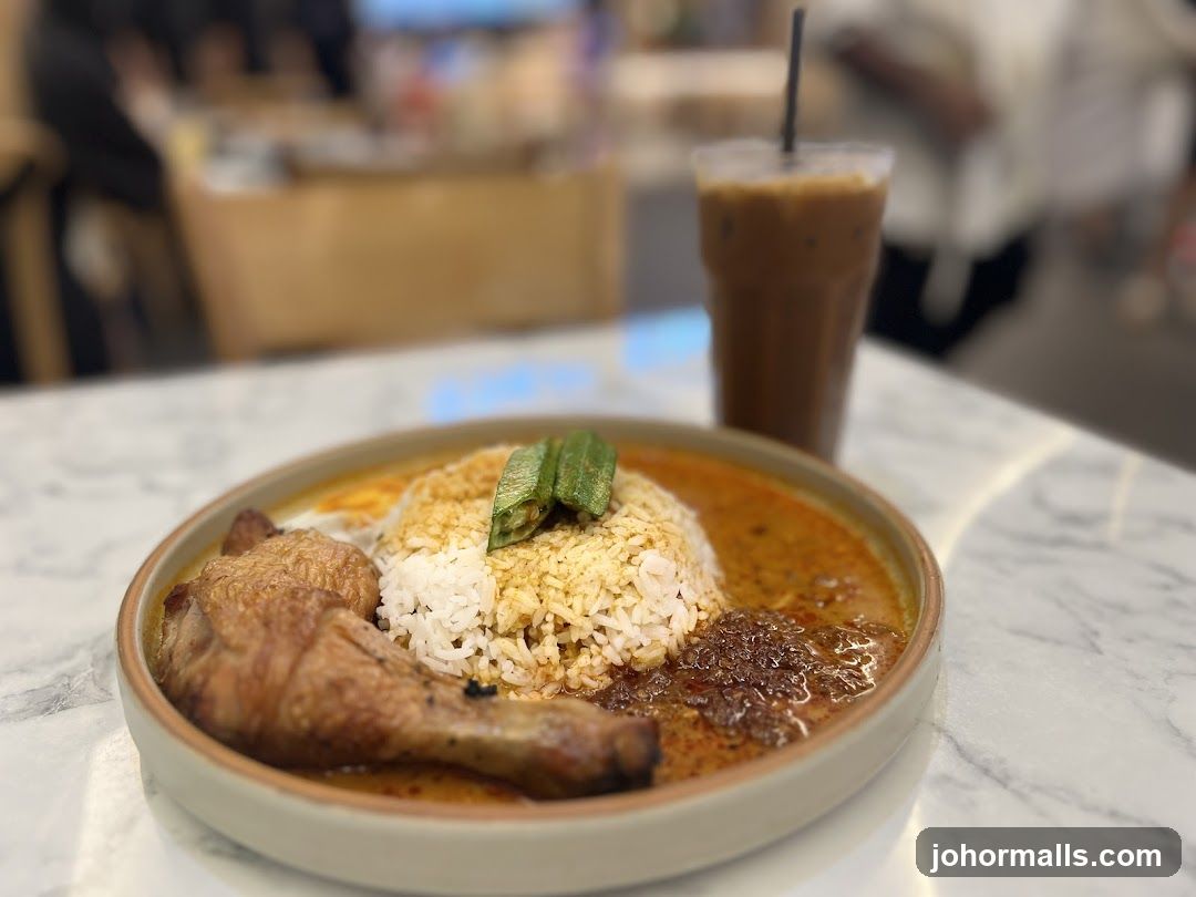 Curry Chicken Rice with Iced Coffee