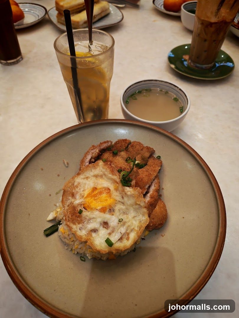 Fried Rice with Fried Egg and Cutlet