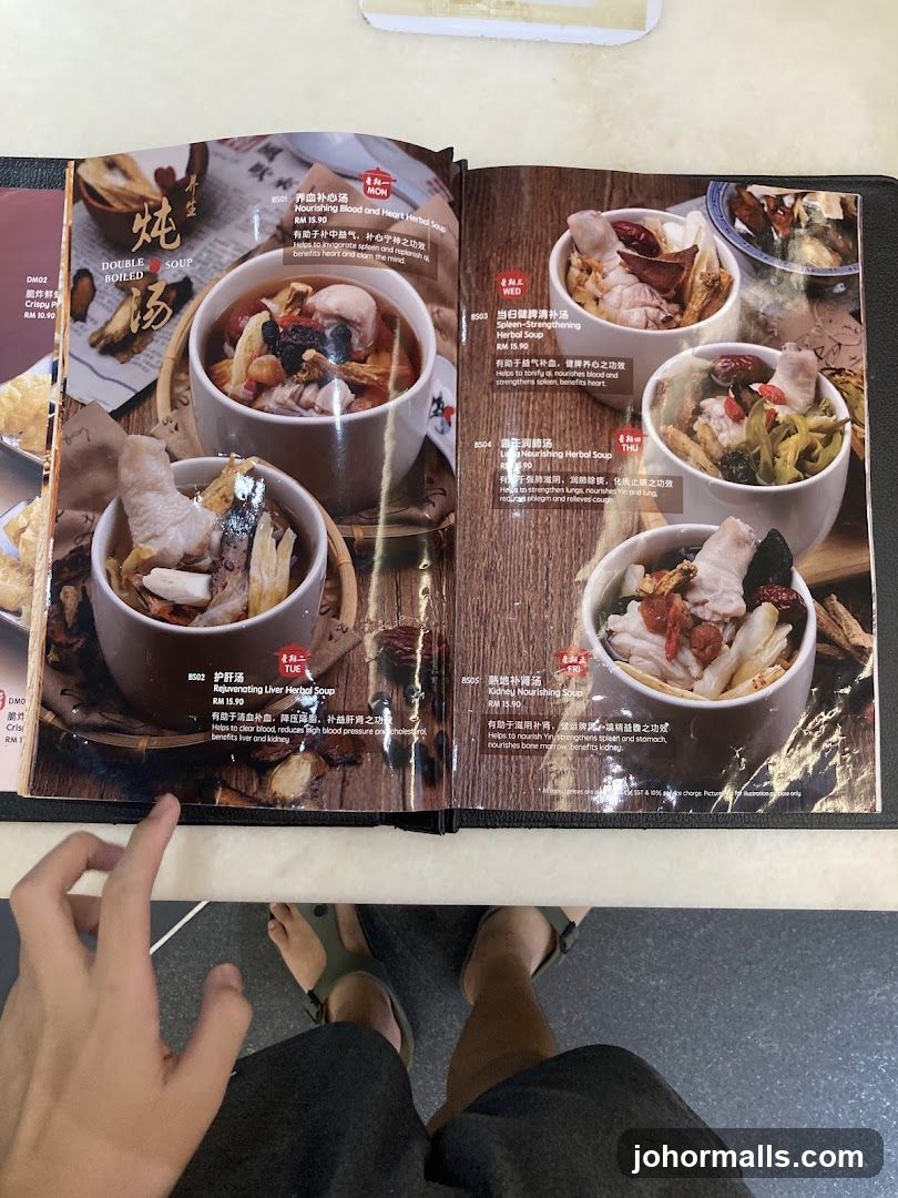 Double Boiled Soup Menu