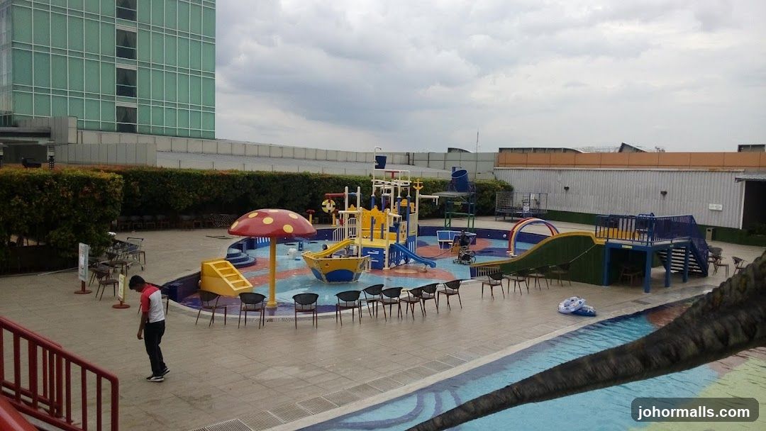 Water park with slides and pool