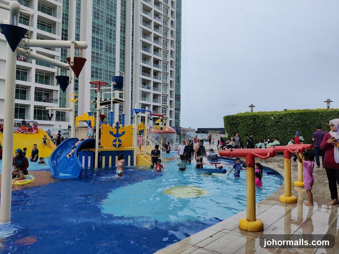 Water Park with Slides and People
