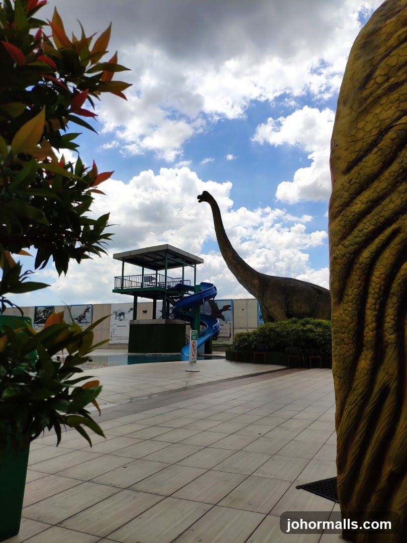 Dinosaur-themed water park with slides