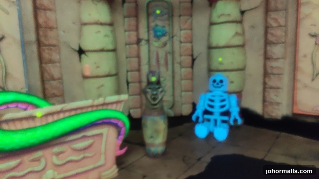 Egyptian-themed display with skeleton figure