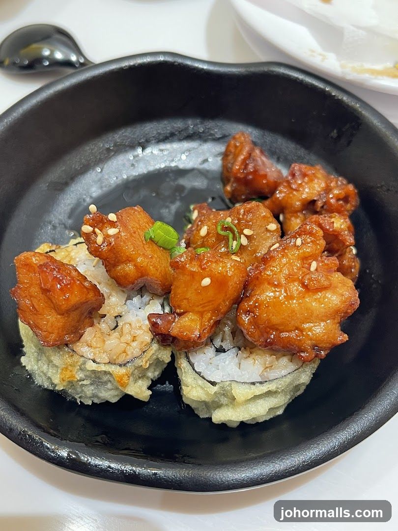 Fried Sushi with Chicken Topping