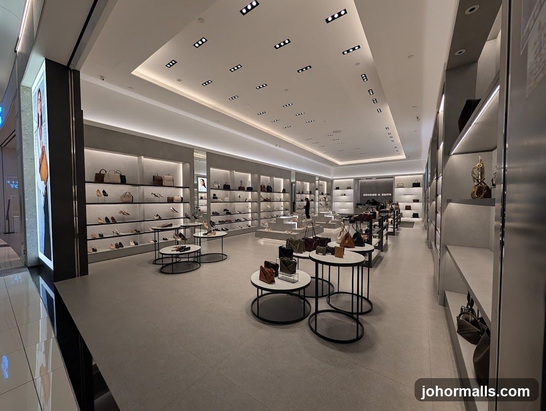 Interior of a shoe and handbag store