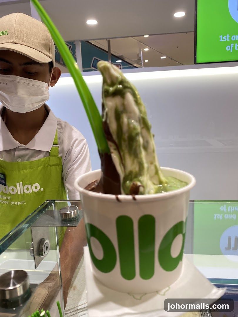 Frozen Yogurt with Chocolate and Matcha Topping