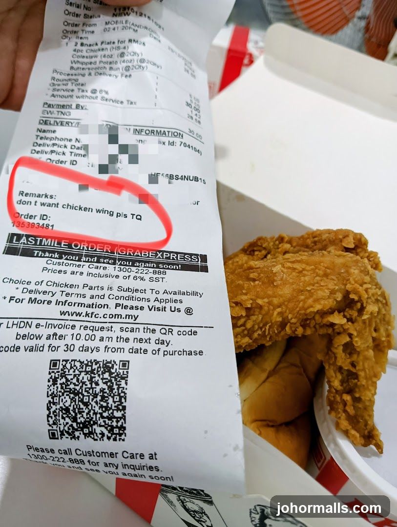 KFC Receipt with Fried Chicken