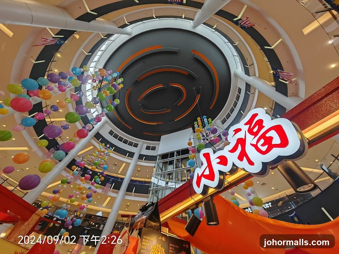 Mall Interior with Lanterns and Signage