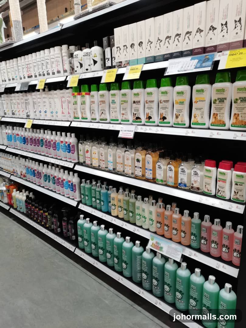 Pet Grooming Products on Shelves
