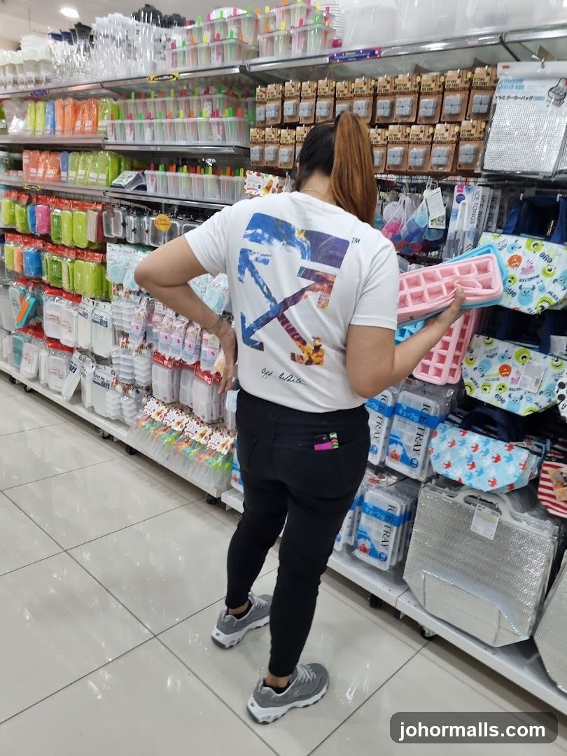 Woman holding ice cube trays in a store