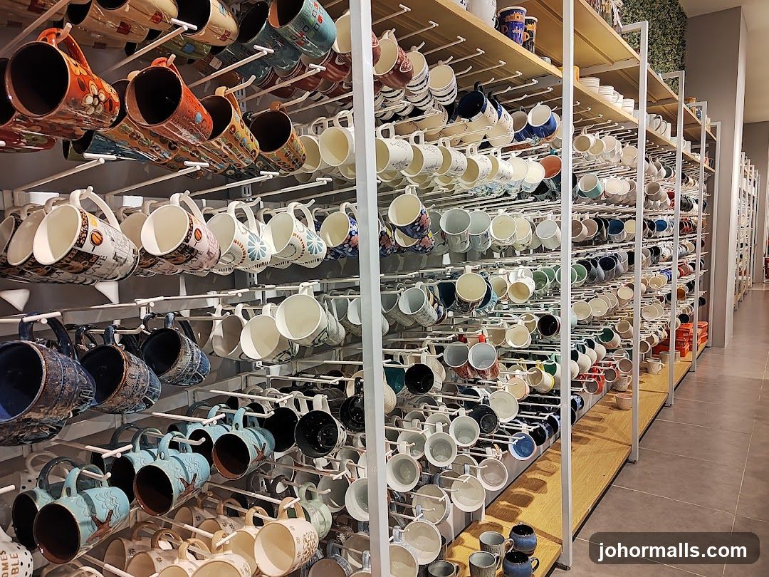 Mugs on Display Shelves