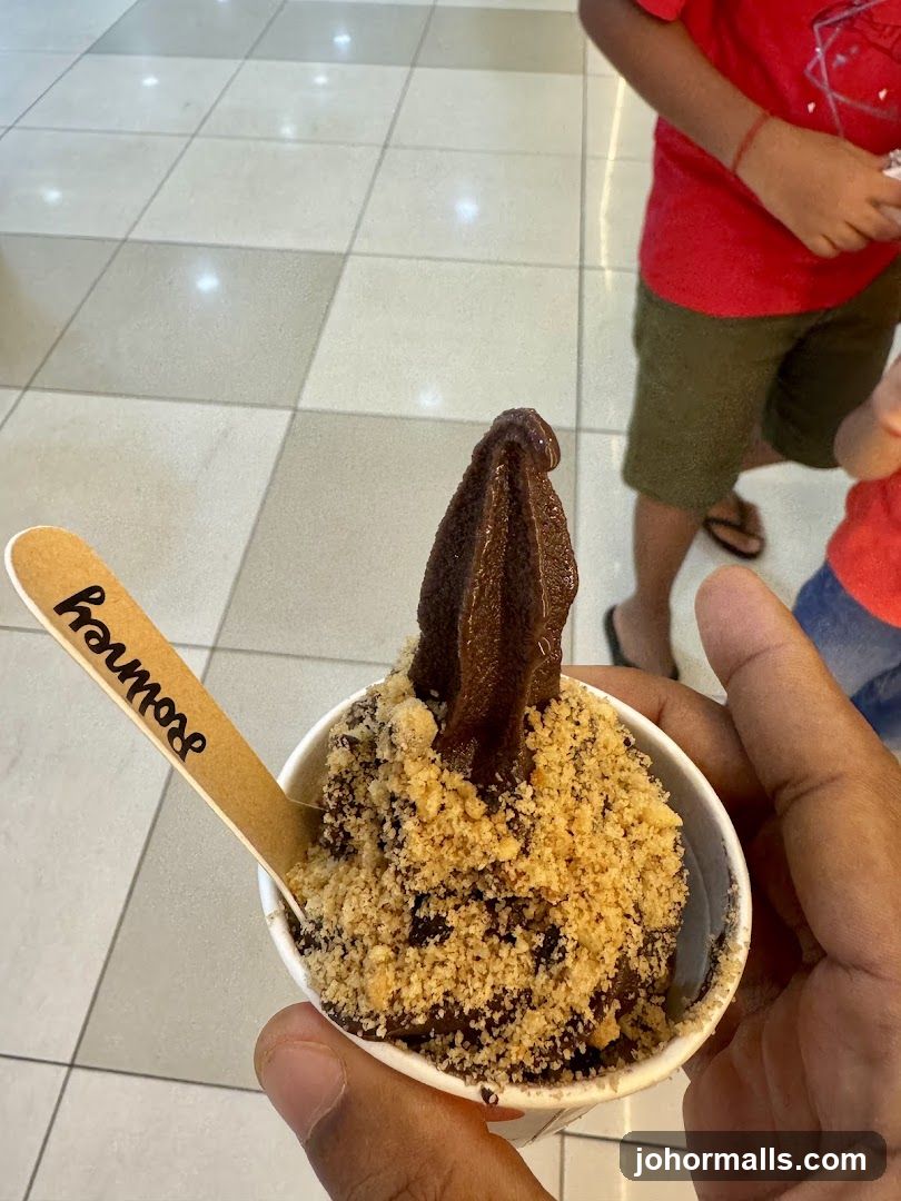 Chocolate Soft Serve Ice Cream with Crumble Topping