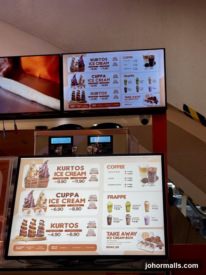 Kurtos Ice Cream Menu