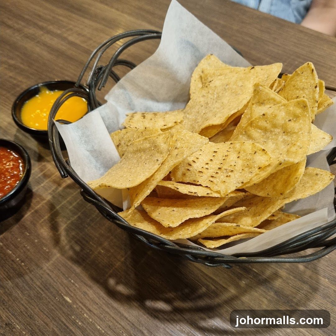 Nachos with Salsa and Cheese Dip
