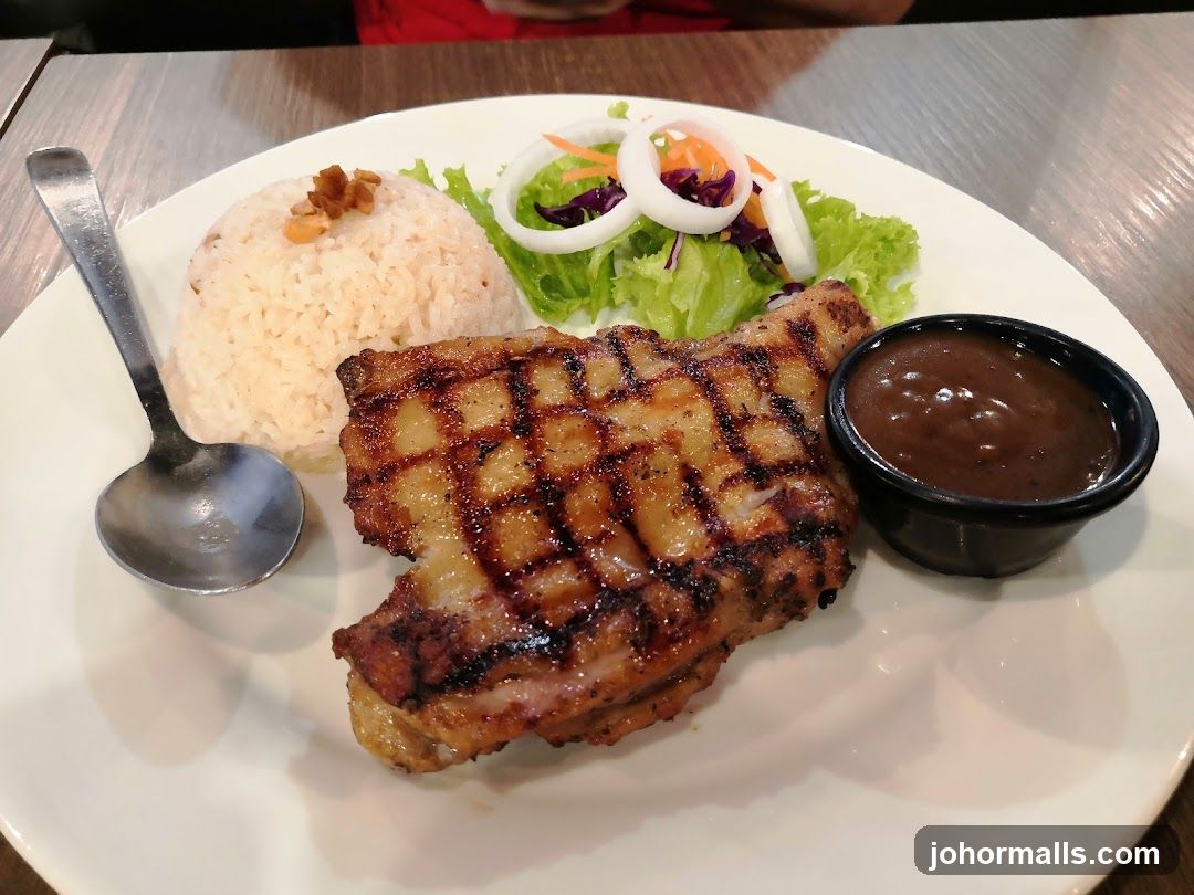 Grilled Chicken Steak with Rice and Salad
