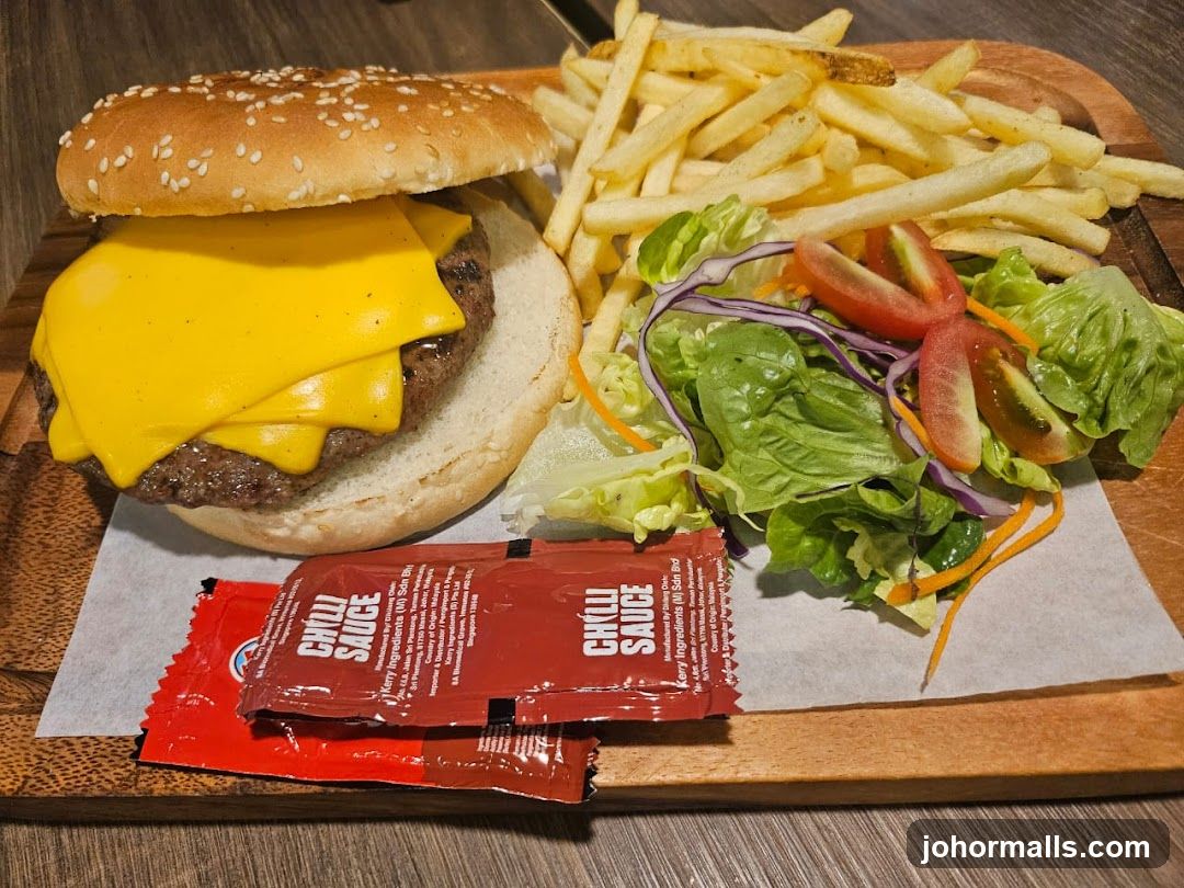 Cheeseburger with Fries and Salad