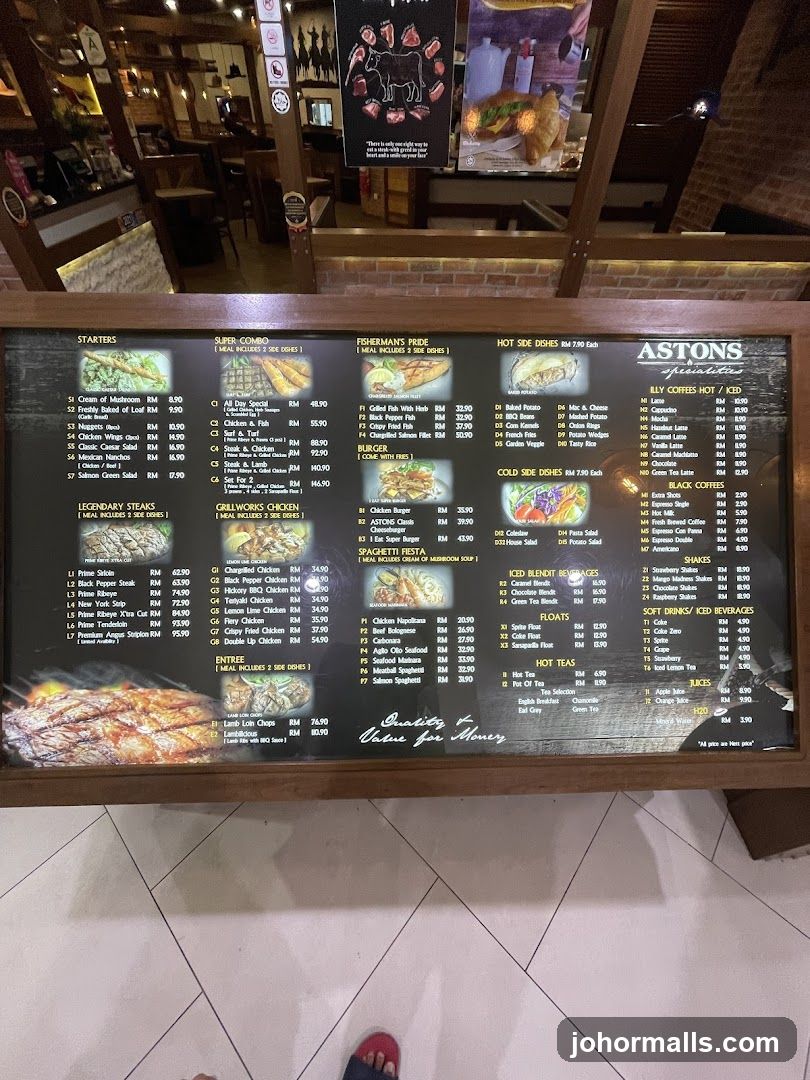 ASTONS Specialities Menu