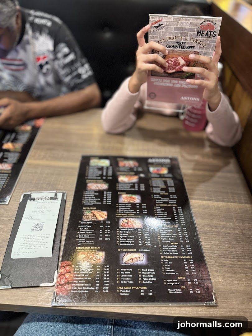 Aston's Menu