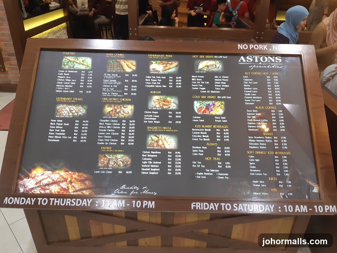 ASTONS Specialties Menu