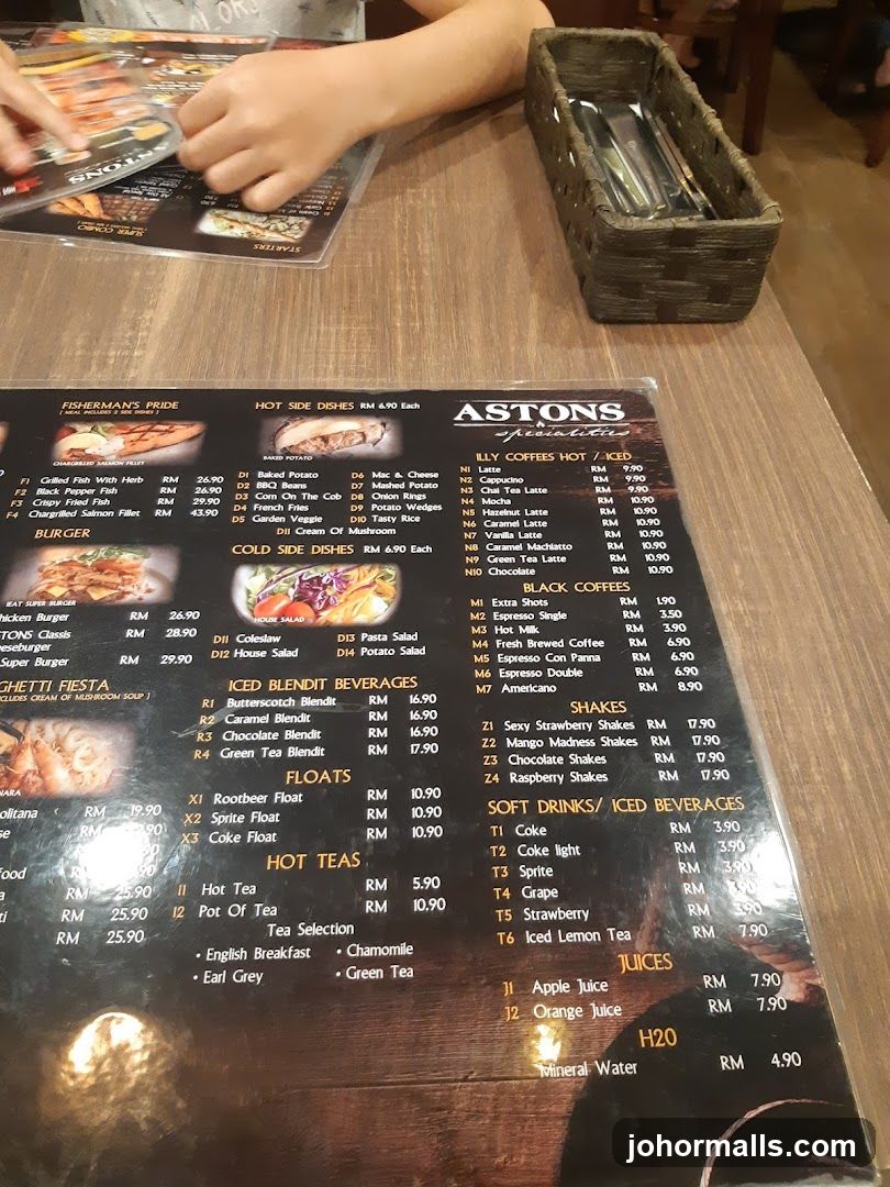 ASTONS Specialties Menu