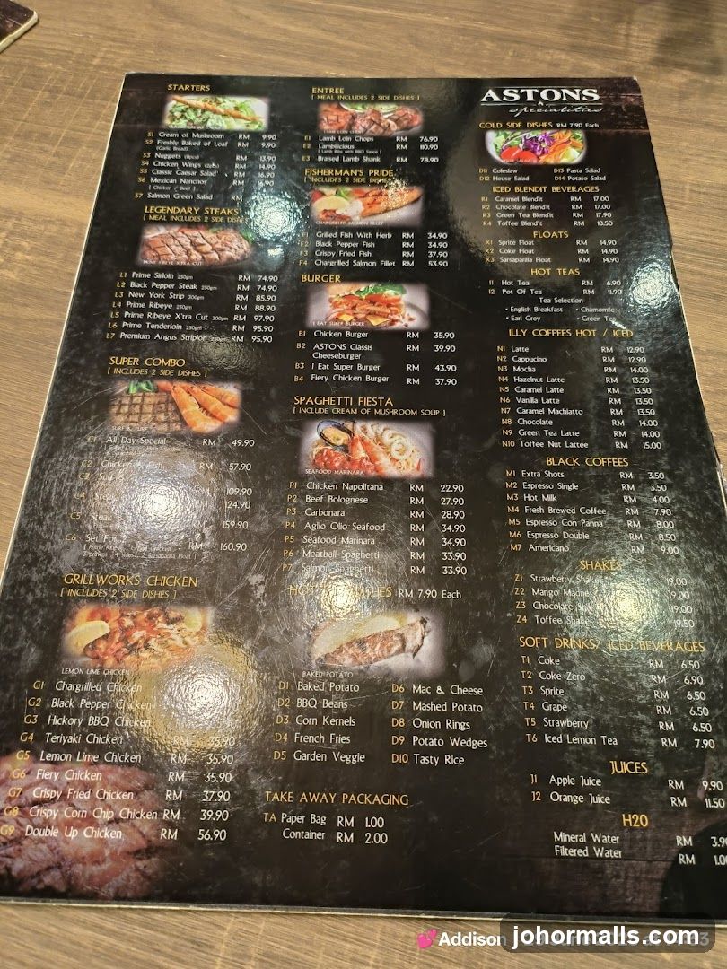 Aston's Specialties Menu