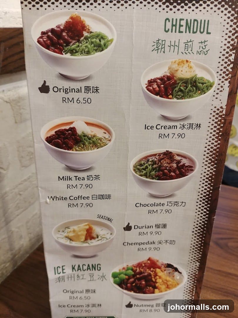 CHENDUL & ICE KACANG Menu