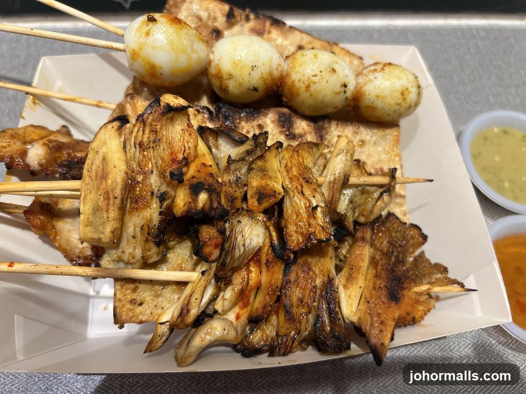 Grilled Skewers with Quail Eggs and Mushrooms