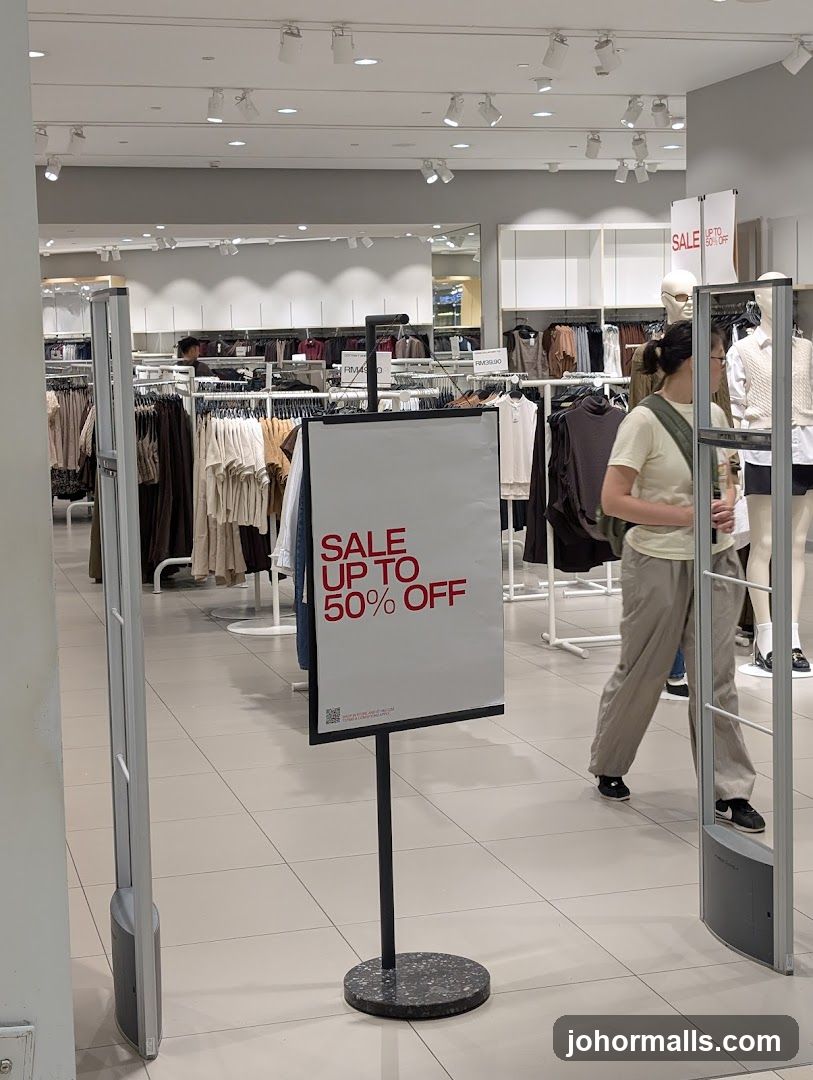 Sale Sign in Clothing Store
