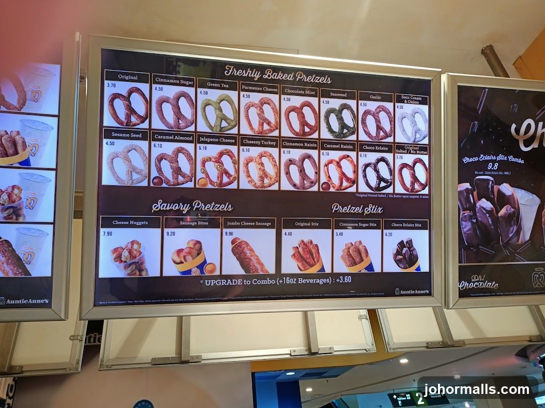 Auntie Anne's Freshly Baked Pretzels Menu