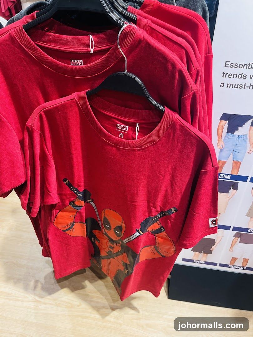 Red T-shirts with Deadpool graphic