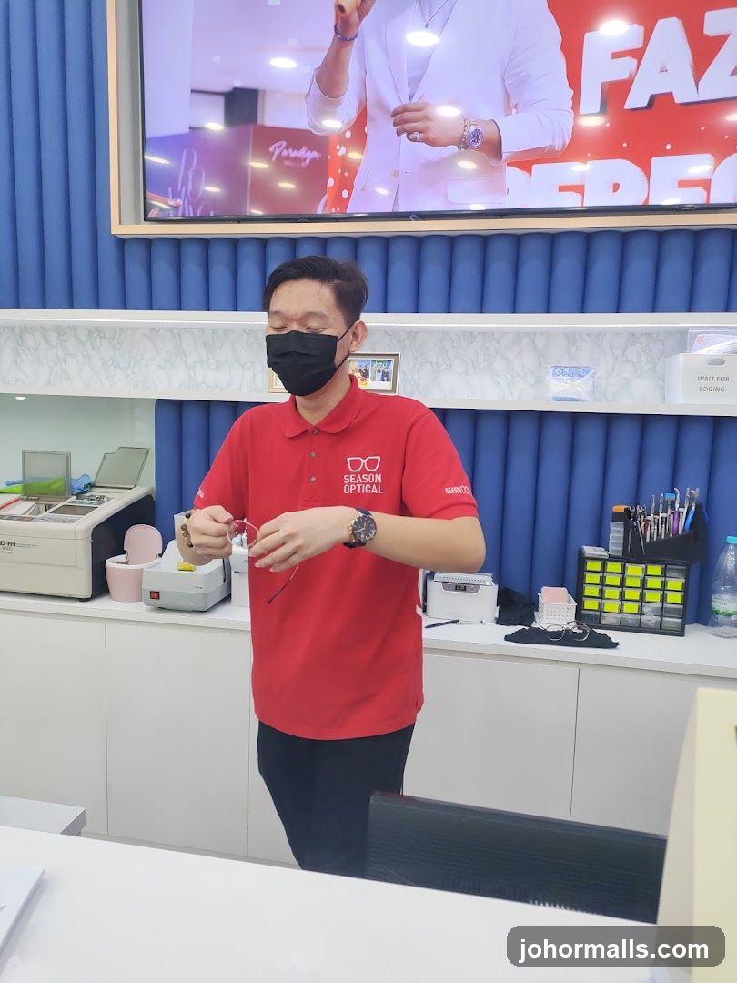 Optician working