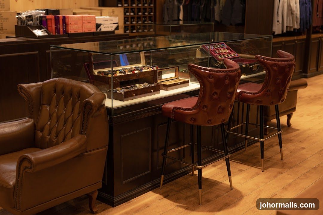 Store Interior with Display Cases and Seating