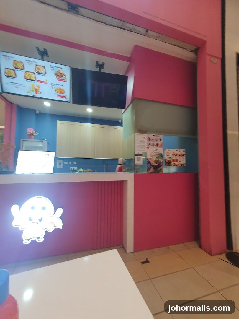 Food stall counter with digital menu
