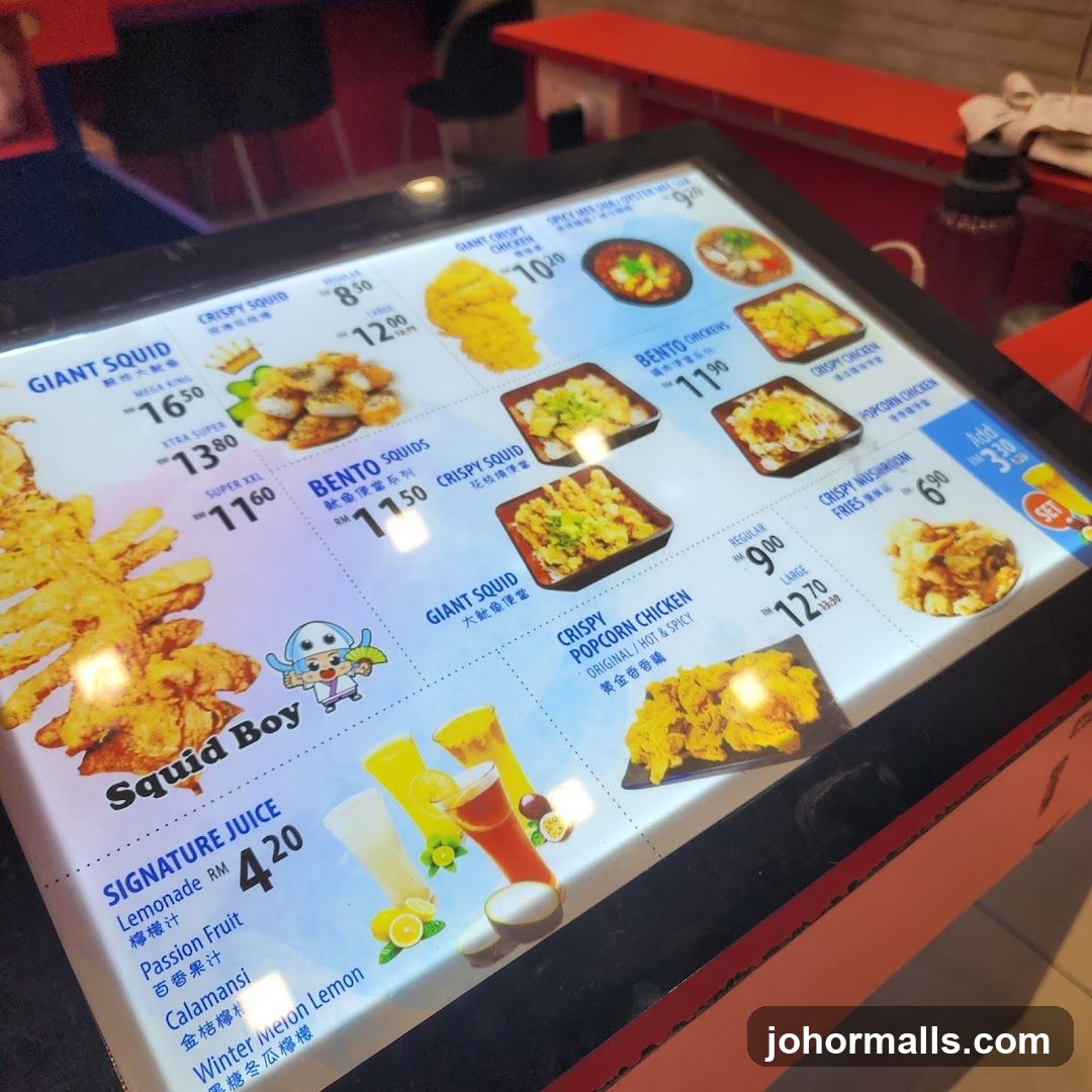 Squid Boy Menu