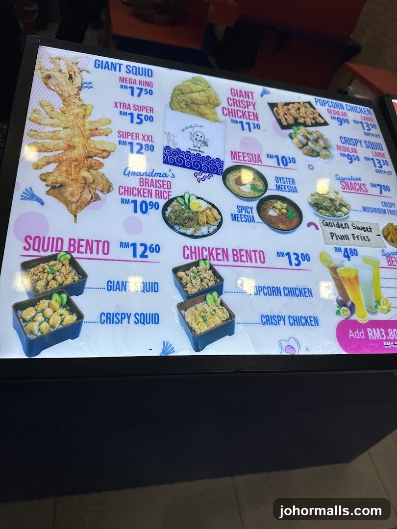 Squid Boy Menu