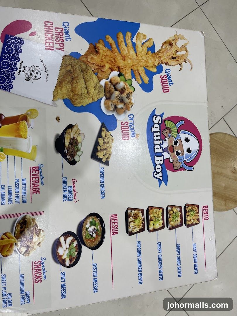 Squid Boy Menu