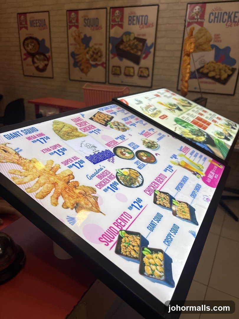 Squid Boy Menu