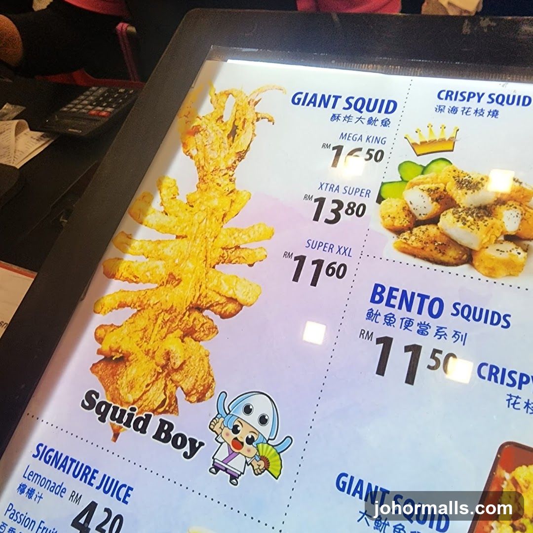 Squid Boy Menu